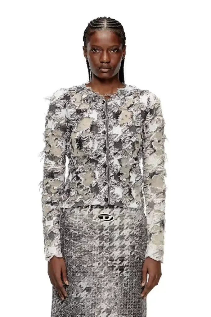 m-sibylla Cardigan din jacquard devoré cu model pied-de-poule m-sibylla Cardigan din jacquard devoré cu model pied-de-poule