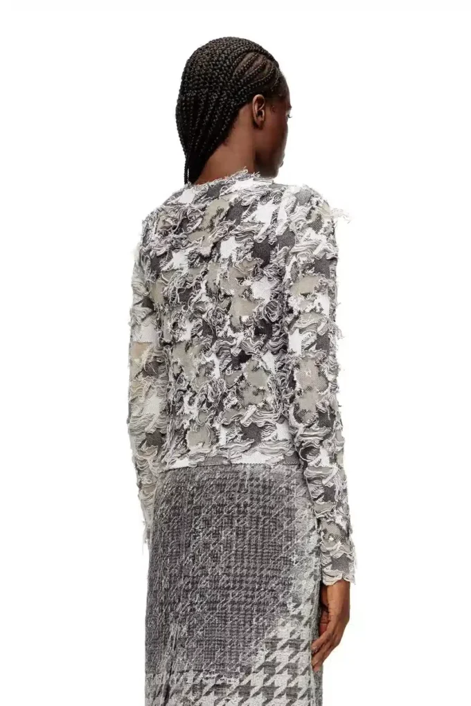 m-sibylla Cardigan din jacquard devoré cu model pied-de-poule m-sibylla Cardigan din jacquard devoré cu model pied-de-poule