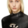 m-valari-tn Tricou cu guler înalt din tricot cu nervuri și efect lucios m-valari-tn Tricou cu guler înalt din tricot cu nervuri și efect lucios