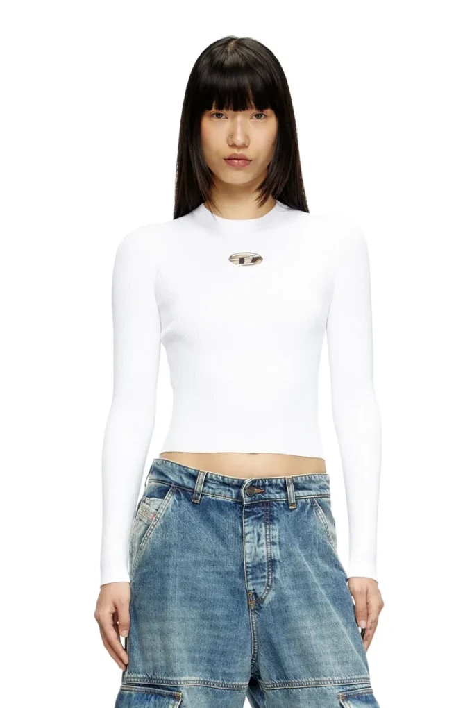 m-valari Top din tricot cu nervuri din amestec de viscoză cu Oval D m-valari Top din tricot cu nervuri din amestec de viscoză cu Oval D