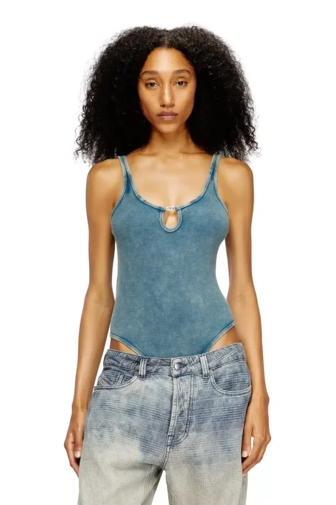 maura-dnm Body din bumbac elastic spălat cu efect marmorat maura-dnm Body din bumbac elastic spălat cu efect marmorat