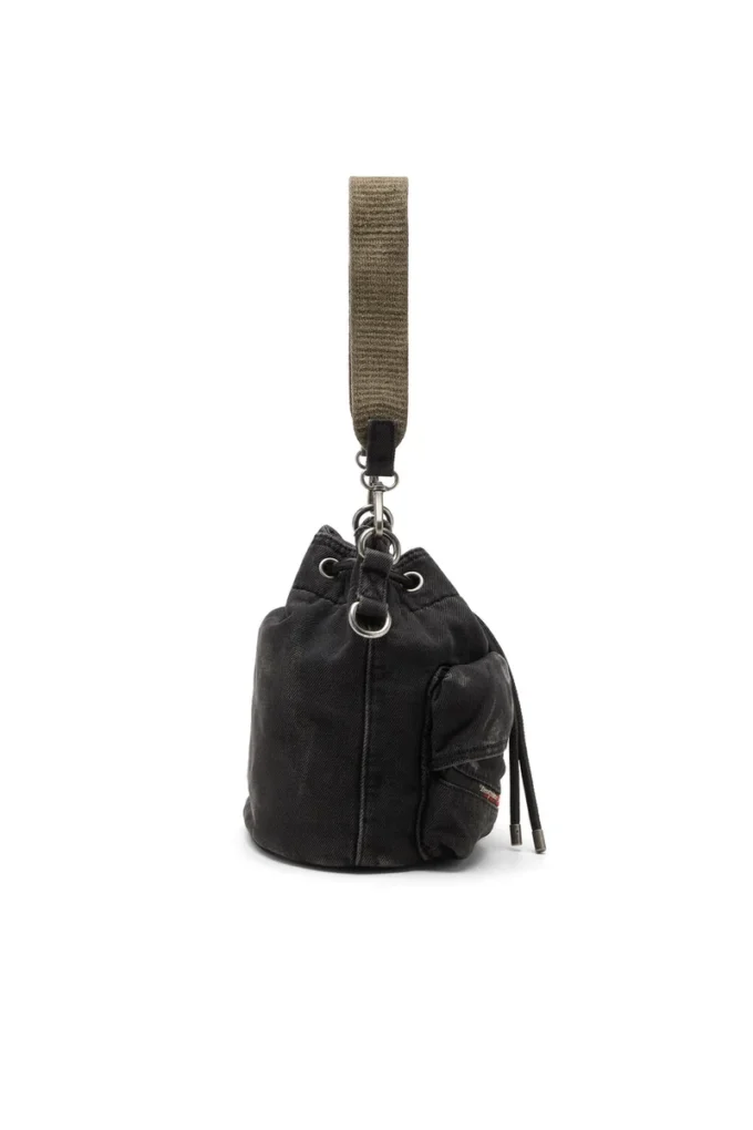 multi-pkts bucket x Geantă tip sac cu multiple buzunare din denim spălat multi-pkts bucket x Geantă tip sac cu multiple buzunare din denim spălat