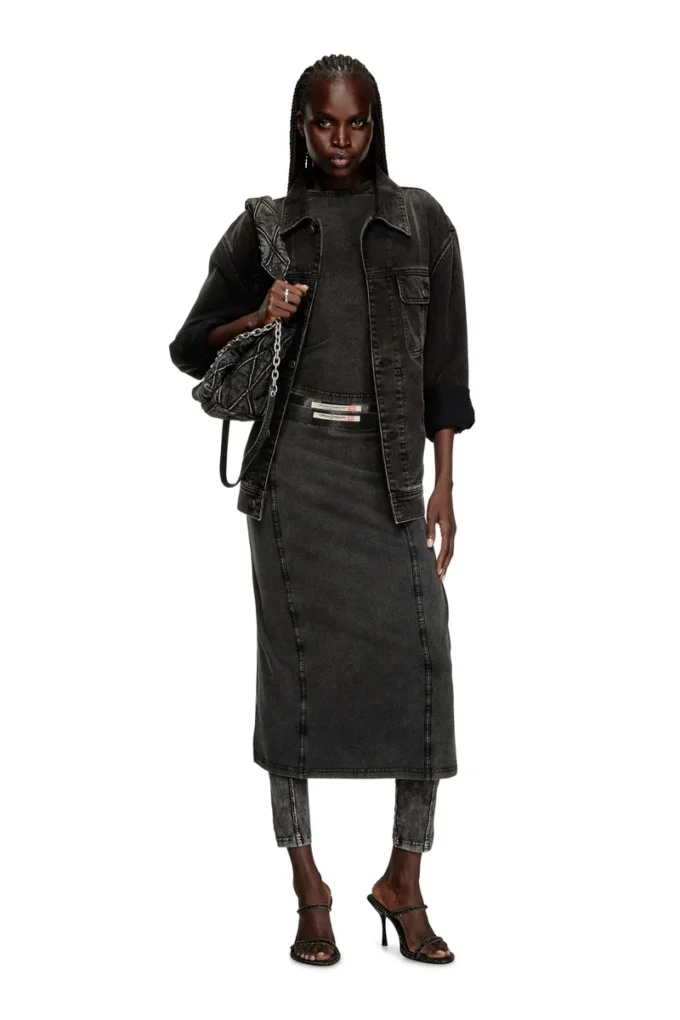 o-allegra Fustă midi cu efect denim o-allegra Fustă midi cu efect denim