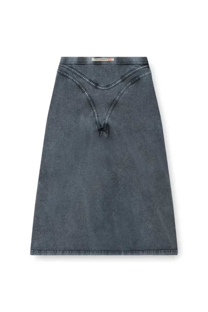 o-alline Fustă midi din jersey cu aspect denim