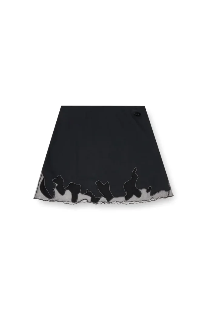 o-lane-r1 Fustă mini din nailon cu inserție din tul