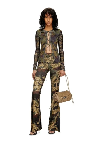 p-affal Pantaloni jazz cu imprimeuri camuflaj mixte