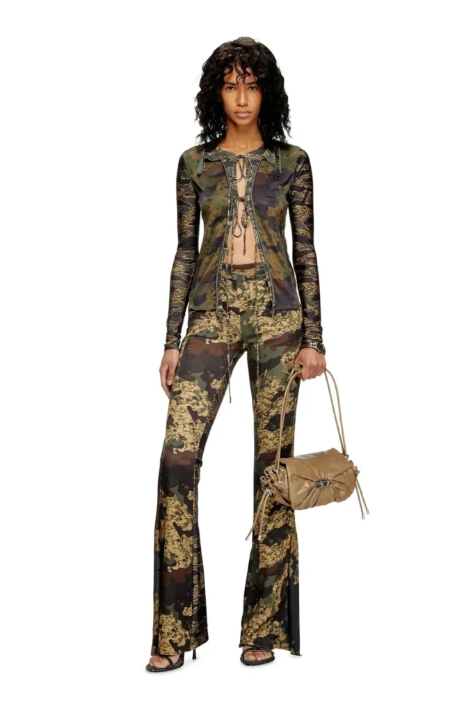 p-affal Pantaloni jazz cu imprimeuri camuflaj mixte