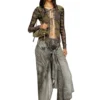 p-aloma Pantaloni wrap din viscoză cu aspect denim
