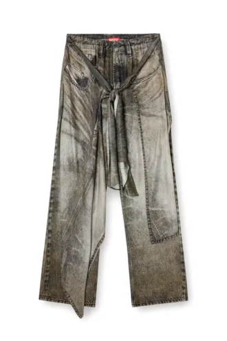 p-aloma Pantaloni wrap din viscoză cu aspect denim