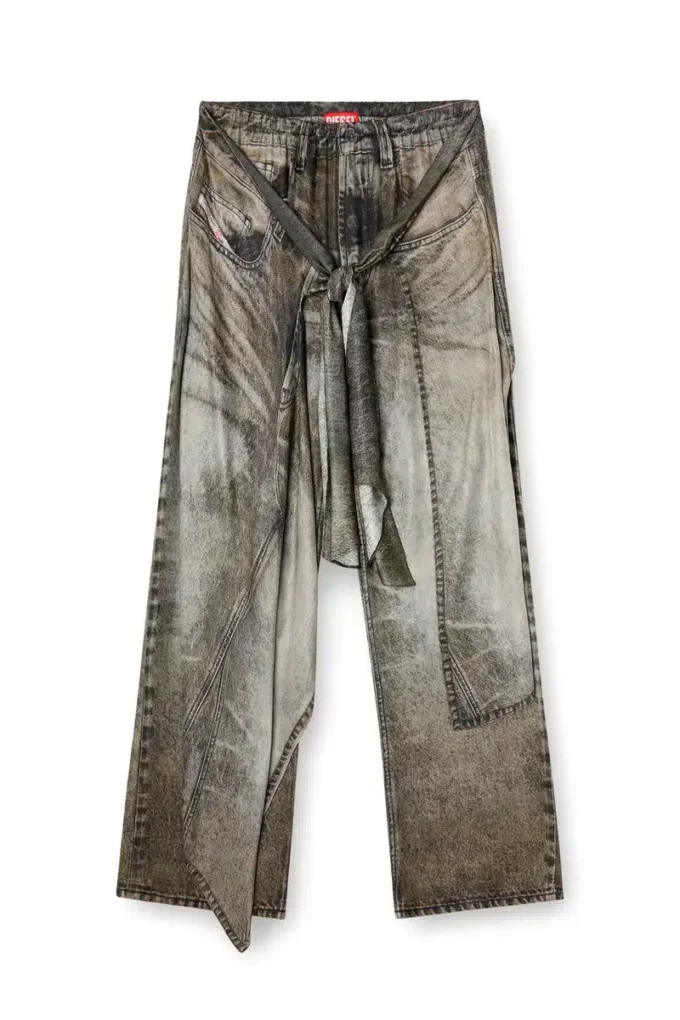 p-aloma Pantaloni wrap din viscoză cu aspect denim