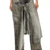 p-aloma Pantaloni wrap din viscoză cu aspect denim