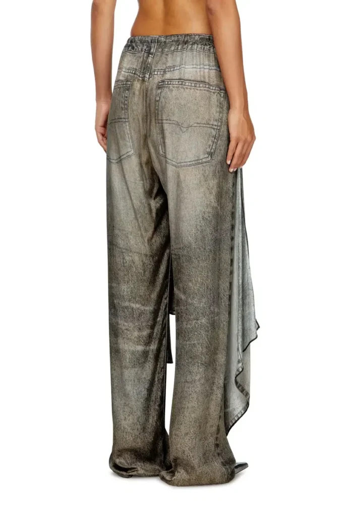 p-aloma Pantaloni wrap din viscoză cu aspect denim
