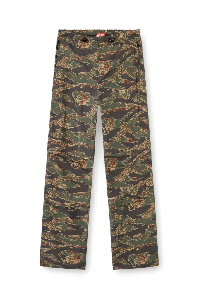 p-anic Pantaloni cargo din nailon cu imprimeu camuflaj p-anic Pantaloni cargo din nailon cu imprimeu camuflaj