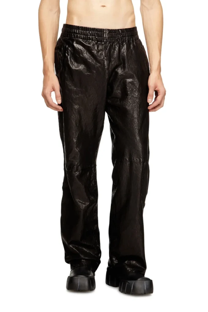 p-bru Pantaloni elastici din piele fiartă