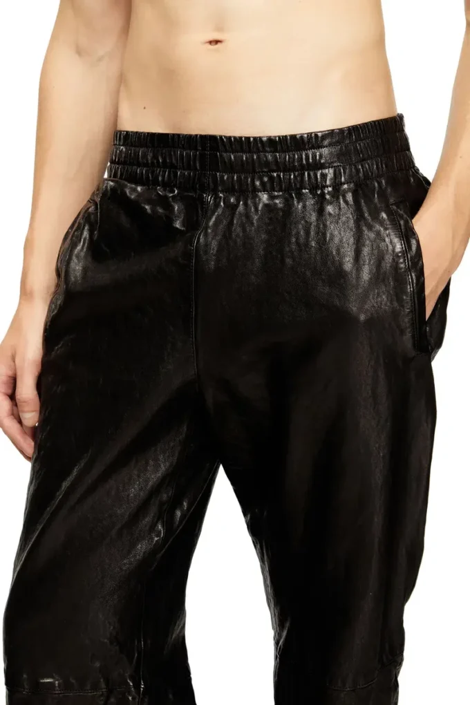 p-bru Pantaloni elastici din piele fiartă