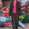 p-bru Pantaloni elastici din piele fiartă
