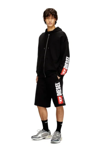 p-crow-div Pantaloni scurți din fleece cu patch maxi cu logo