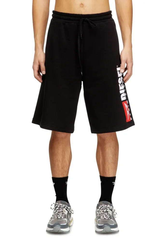 p-crow-div Pantaloni scurți din fleece cu patch maxi cu logo