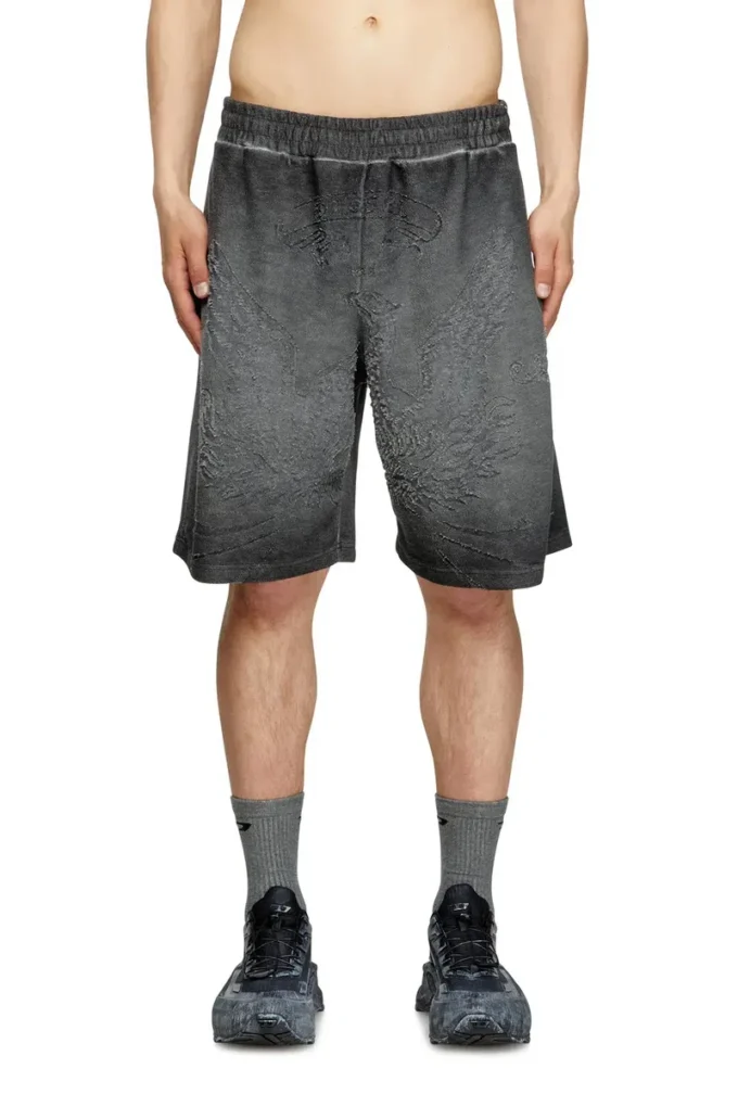 p-crowde Pantaloni scurți din tricou cu imprimeu phoenix devoré