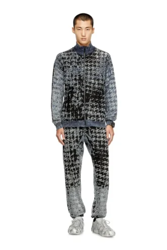 p-labis Pantaloni elastici din devoré cu model houndstooth p-labis Pantaloni elastici din devoré cu model houndstooth