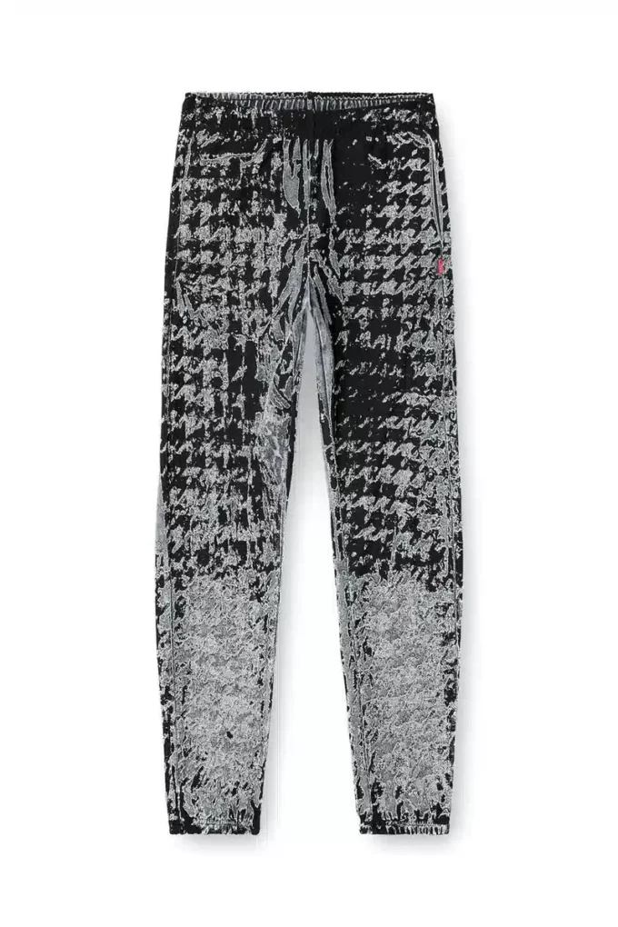 p-labis Pantaloni elastici din devoré cu model houndstooth p-labis Pantaloni elastici din devoré cu model houndstooth