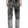 p-labis Pantaloni elastici din devoré cu model houndstooth p-labis Pantaloni elastici din devoré cu model houndstooth