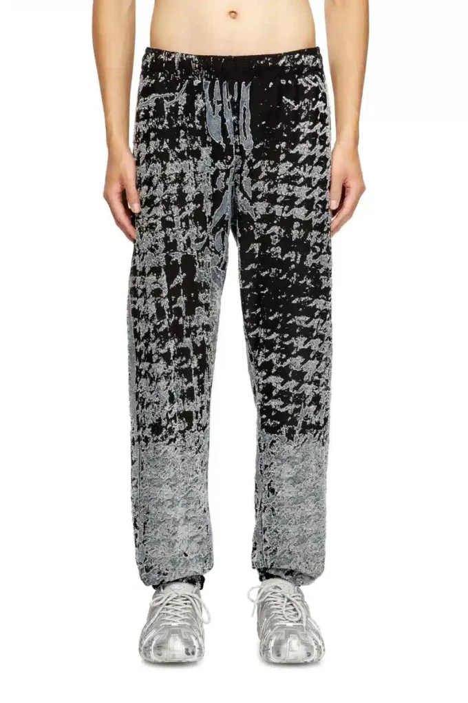 p-labis Pantaloni elastici din devoré cu model houndstooth p-labis Pantaloni elastici din devoré cu model houndstooth