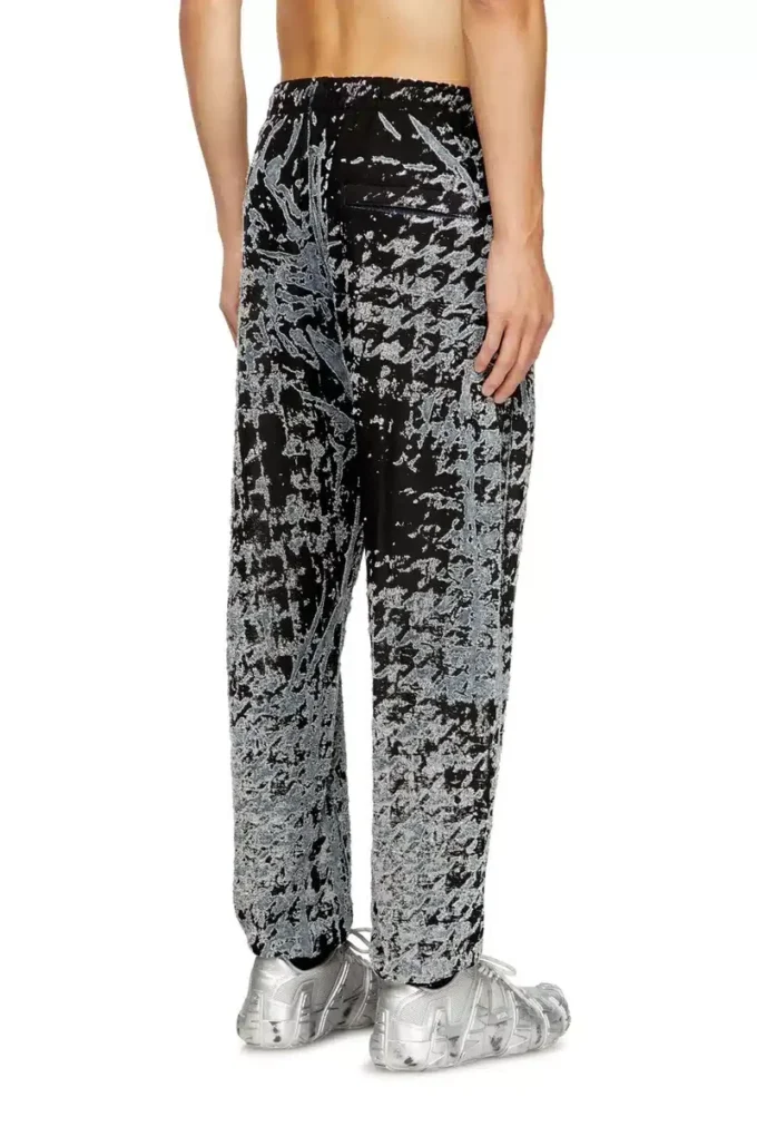 p-labis Pantaloni elastici din devoré cu model houndstooth p-labis Pantaloni elastici din devoré cu model houndstooth