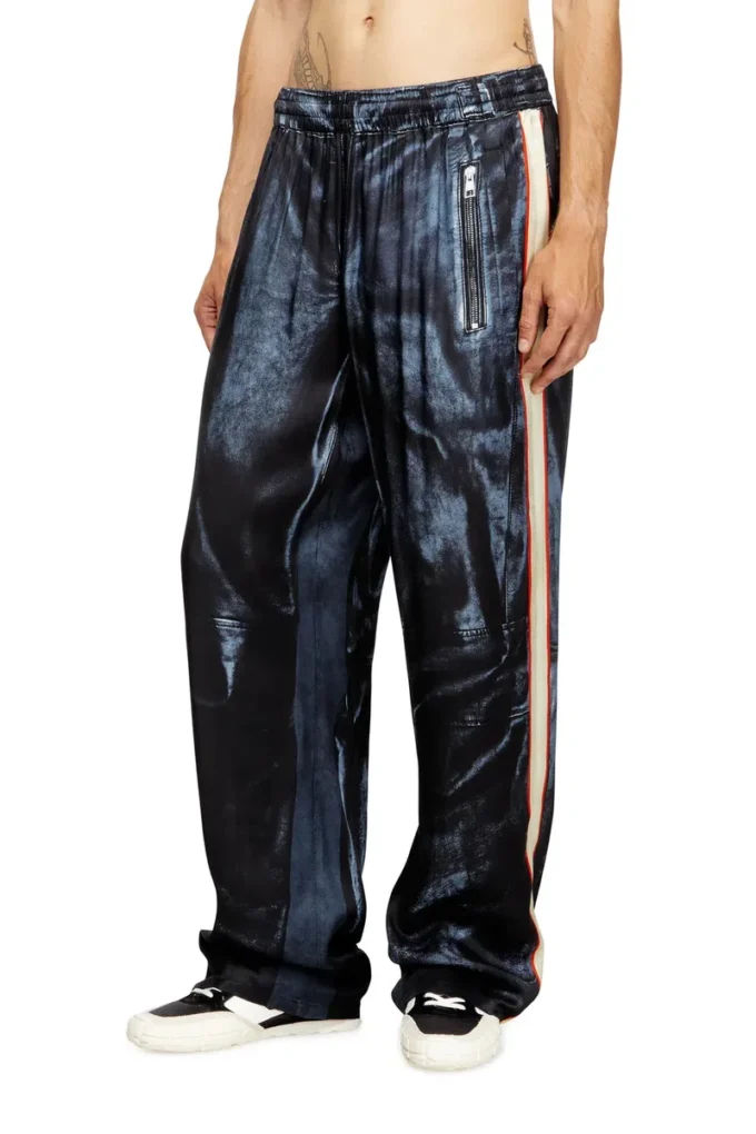p-thecks-nman Pantaloni din viscoză cu imprimeu biker p-thecks-nman Pantaloni din viscoză cu imprimeu biker