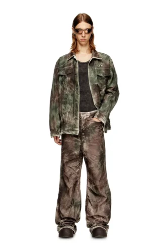 p-thug-pant Pantaloni din pânză camuflaj șifonată