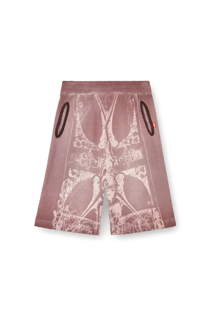 p-warky-short Pantaloni scurți tip waffle cu imprimeu medieval p-warky-short Pantaloni scurți tip waffle cu imprimeu medieval