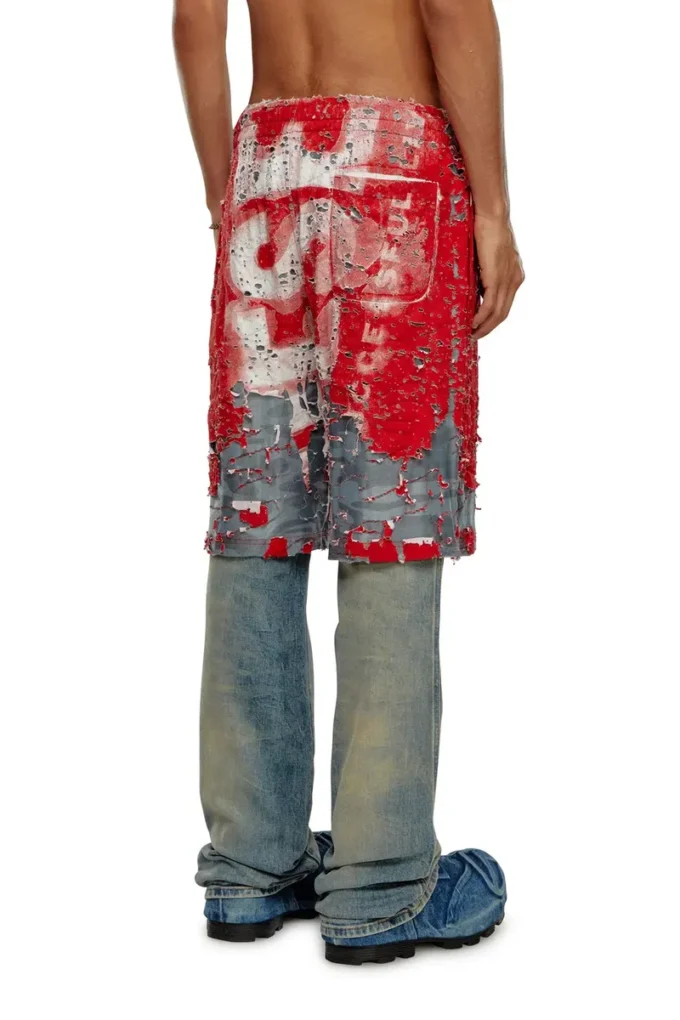 Pantaloni scurți cu logo p-eel din jersey distrus Pantaloni scurți cu logo p-eel din jersey distrus