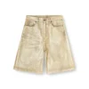 Pantaloni scurți dile_luna Pantaloni scurți din denim metalizat cu aspect uzat Pantaloni scurți dile_luna Pantaloni scurți din denim metalizat cu aspect uzat