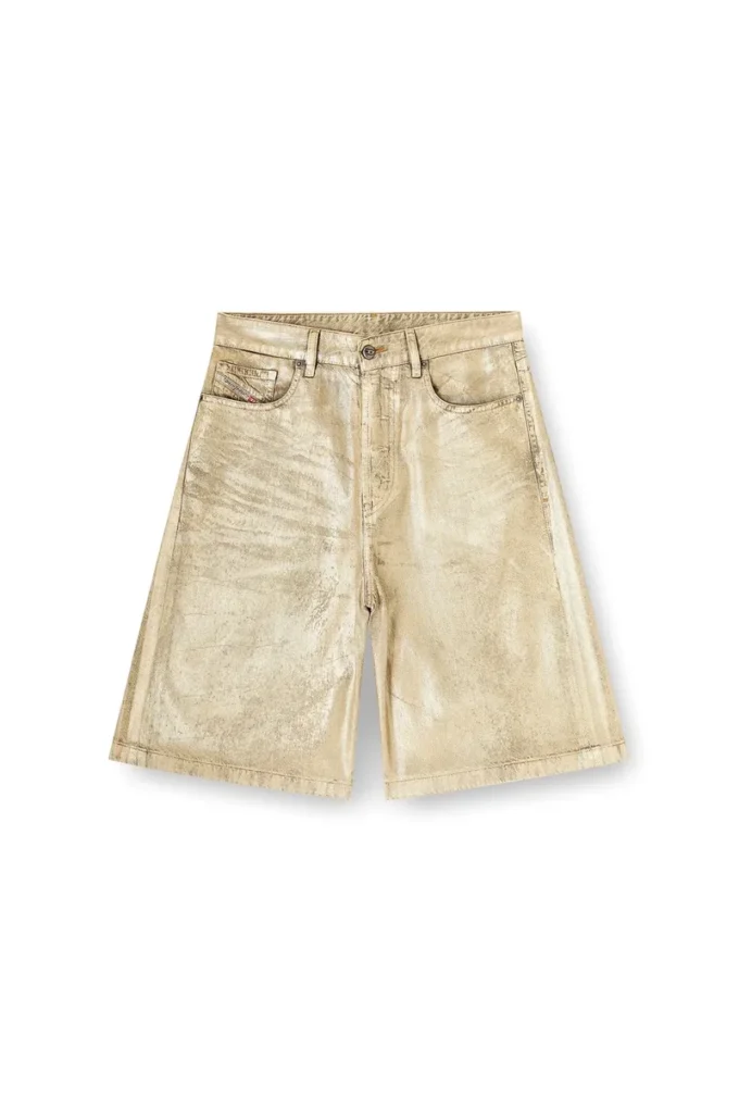 Pantaloni scurți dile_luna Pantaloni scurți din denim metalizat cu aspect uzat Pantaloni scurți dile_luna Pantaloni scurți din denim metalizat cu aspect uzat