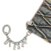 Portcard cu lanț Portcard din denim matlasat cu model argyle Portcard cu lanț Portcard din denim matlasat cu model argyle