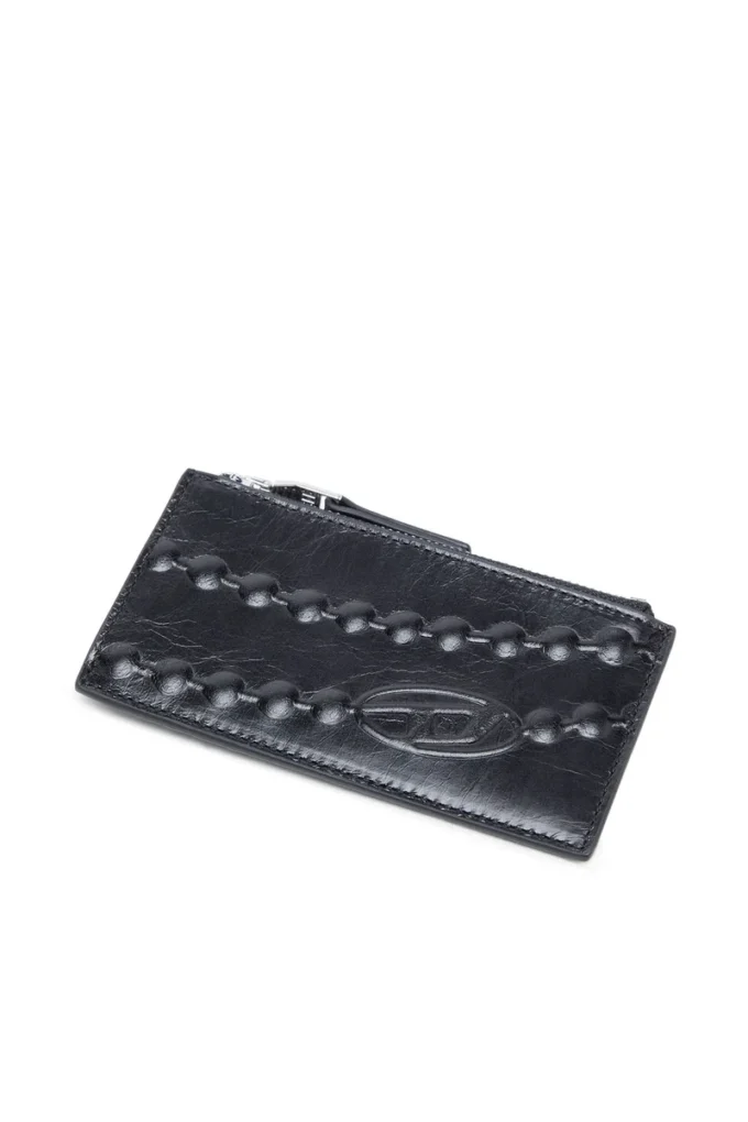 portcard iii Portcard din piele cu motiv lanț în relief