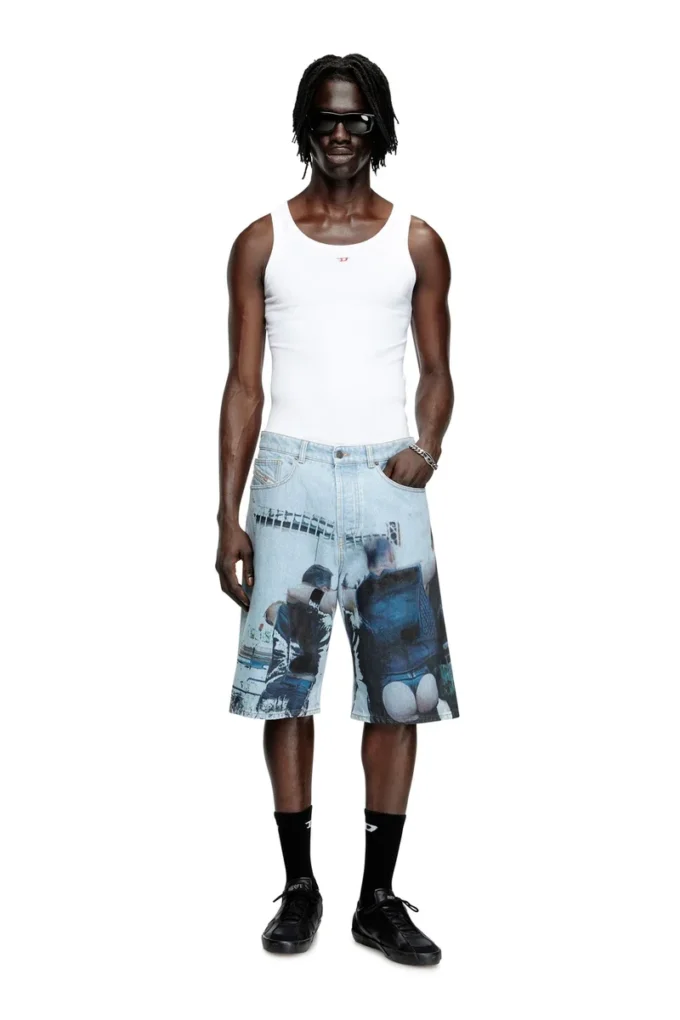 pr-d-rixford-s Pantaloni scurți din denim cu imprimeu decolorat pr-d-rixford-s Pantaloni scurți din denim cu imprimeu decolorat