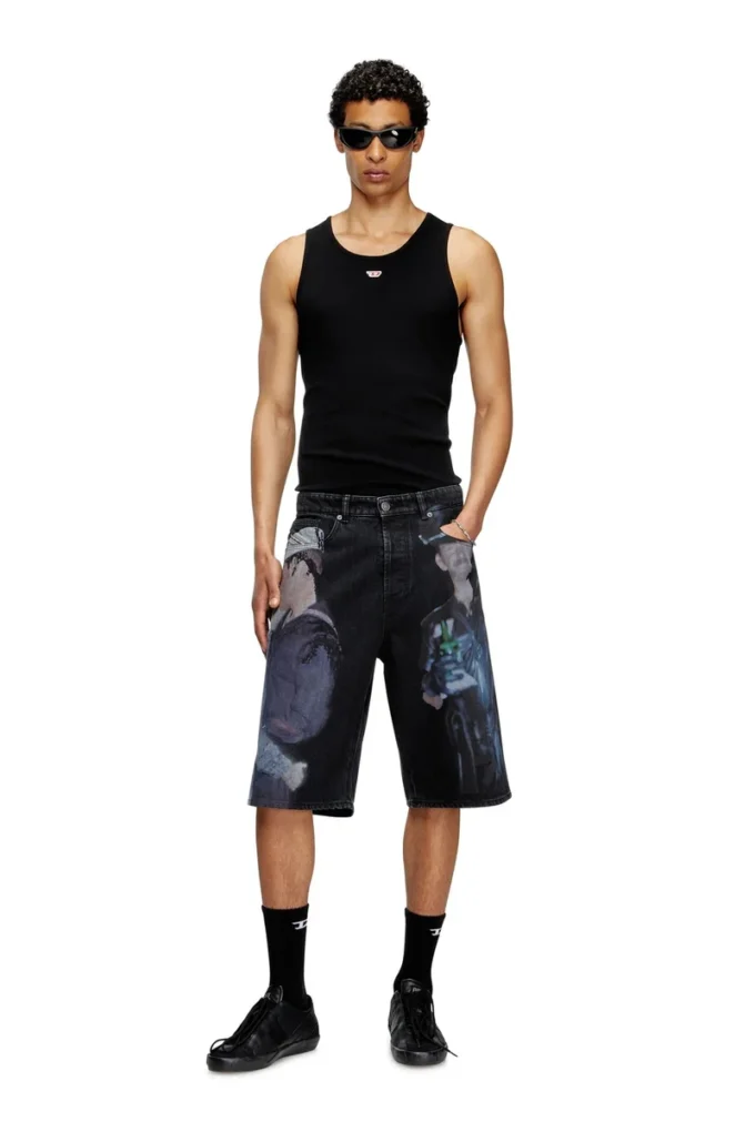 pr-d-rixford-s Pantaloni scurți din denim cu imprimeu multicolor pr-d-rixford-s Pantaloni scurți din denim cu imprimeu multicolor
