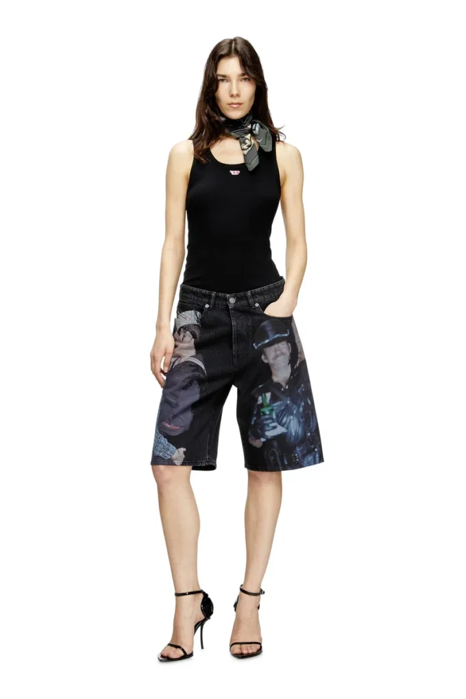 pr-d-rixford-s Pantaloni scurți din denim cu imprimeu multicolor pr-d-rixford-s Pantaloni scurți din denim cu imprimeu multicolor