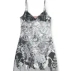 Rochie mini din nailon cu inserție d și imprimeu heraldic Rochie mini din nailon cu inserție d și imprimeu heraldic