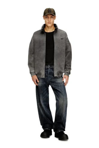 s-batel-v1 Jachetă cu fermoar căptușită cu teddy, cu efect denim