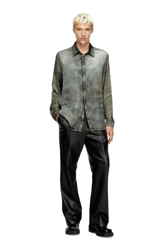 s-simply-lkct Cămașă din viscoză cu aspect denim s-simply-lkct Cămașă din viscoză cu aspect denim
