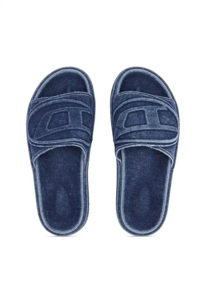 sa-slide d oval Papuci Sa-Slide D-Denim cu curea în relief sa-slide d oval Papuci Sa-Slide D-Denim cu curea în relief