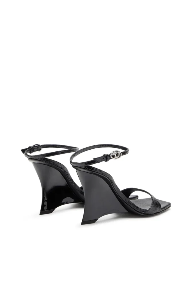 sandale cu platformă d-amber Sandale D-Amber-Wedge din piele cu efect de șopârlă