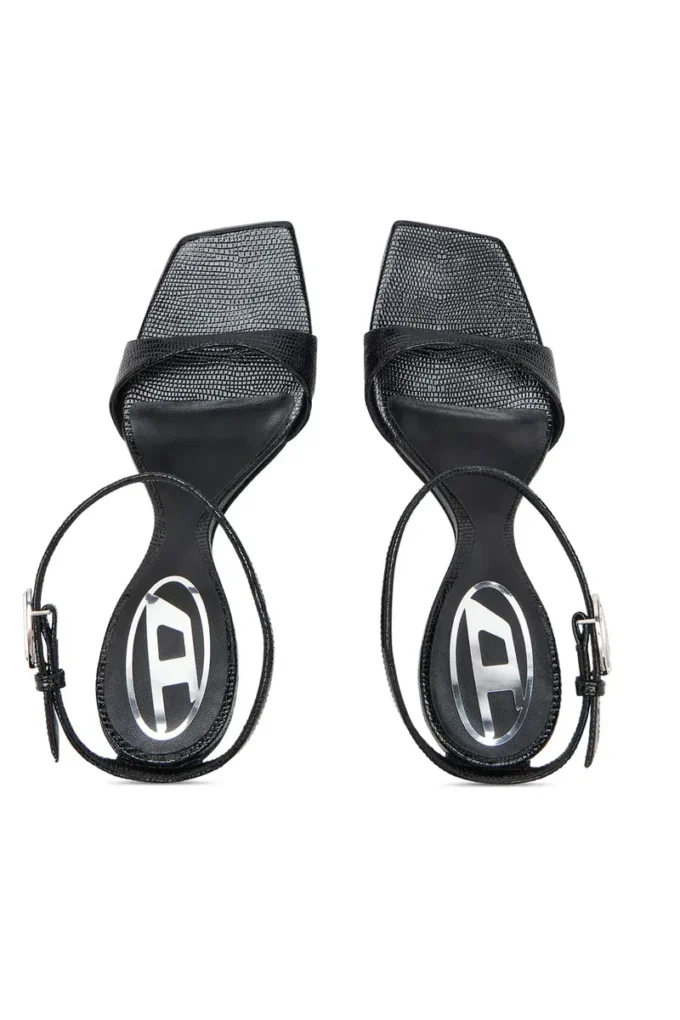 sandale cu platformă d-amber Sandale D-Amber-Wedge din piele cu efect de șopârlă