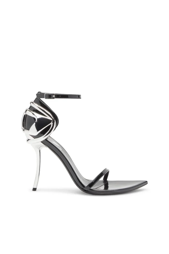 sandale d-ten&half Sandale D-Ten&Half-Stiletto din piele lăcuită și satin