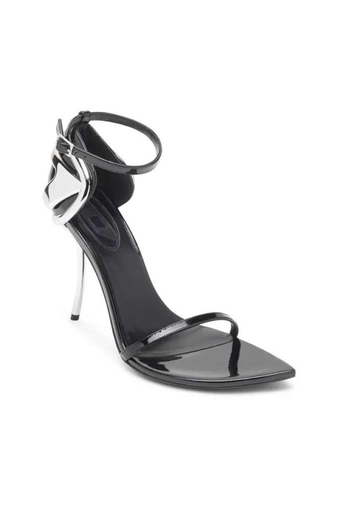sandale d-ten&half Sandale D-Ten&Half-Stiletto din piele lăcuită și satin