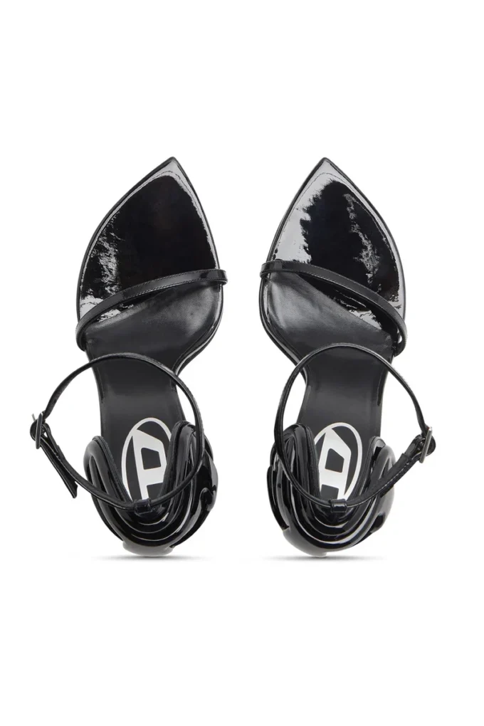 sandale d-ten&half Sandale D-Ten&Half-Stiletto din piele lăcuită și satin