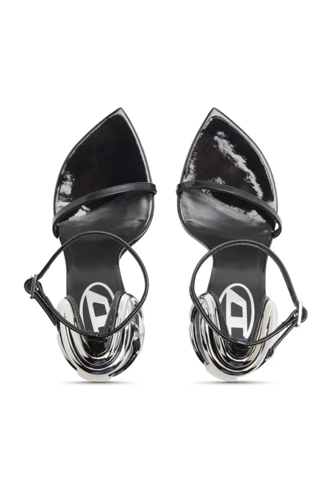 sandale d-ten&half Sandale D-Ten&Half-Stiletto din piele lăcuită și satin