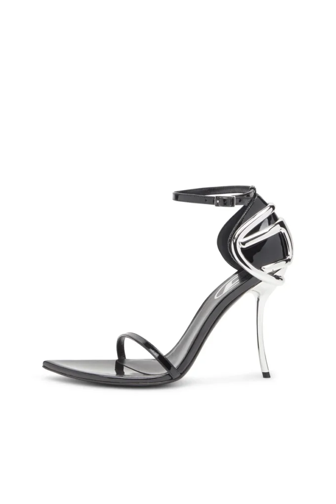 sandale d-ten&half Sandale D-Ten&Half-Stiletto din piele lăcuită și satin